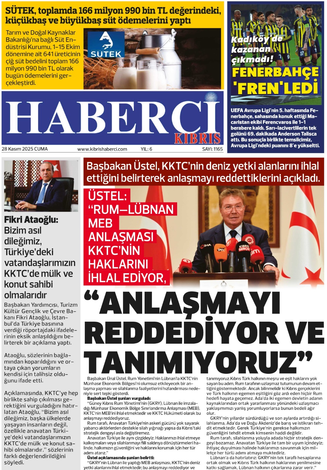 28 KASIM CUMA – GAZETE MANŞETİMİZ