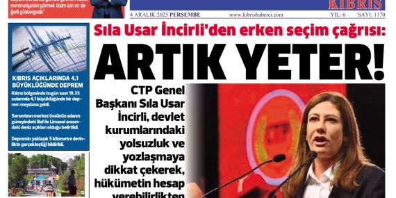 4 ARALIK PERŞEMBE – GAZETE MANŞETİMİZ