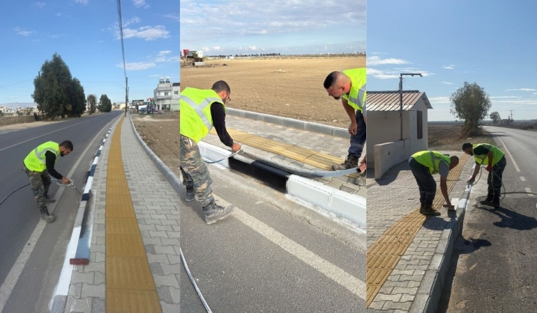 Mesarya Belediyesi, yaya ve araç güvenliği için çalışmalarını sürdürüyor