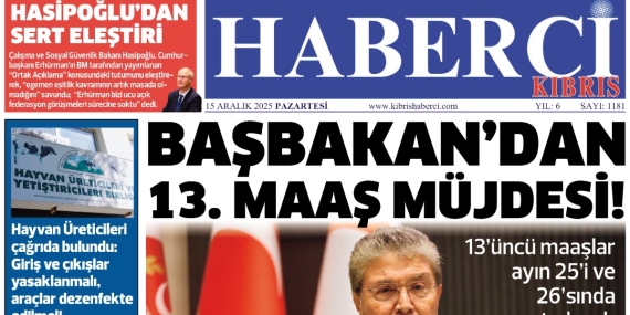 15 ARALIK PAZARTESİ – GAZETE MANŞETİMİZ