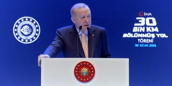 ERDOĞAN, 30 BİNİNCİ KİLOMETRE BÖLÜNMÜŞ YOLU HİZMETE ALDI