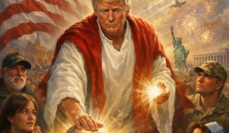 PAPA’YI ELEŞTİREN TRUMP, KENDİSİNİN İSA GİBİ TASVİR EDİLDİĞİ GÖRSELİ PAYLAŞTI