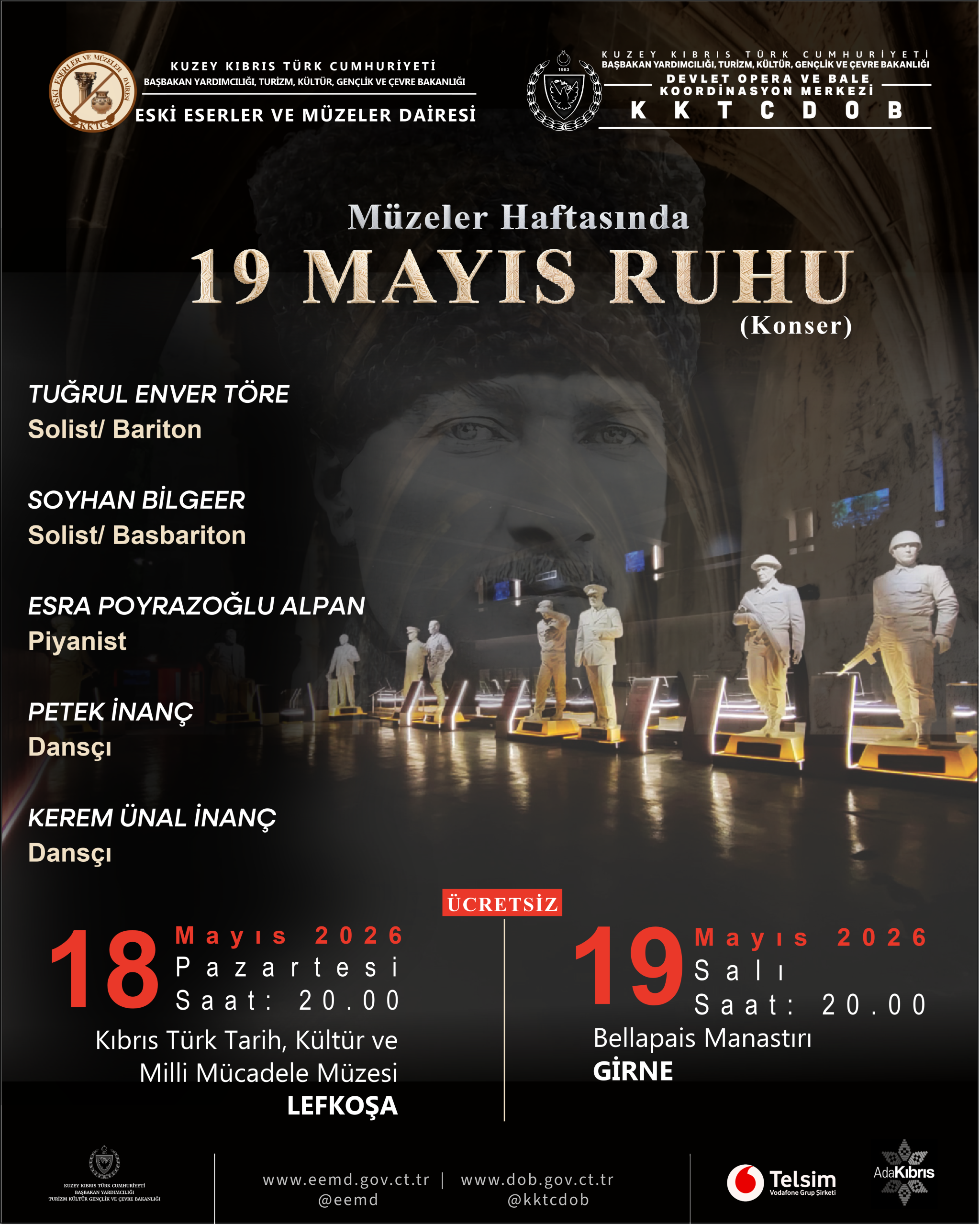 Müzeler Haftası’nda “19 Mayıs Ruhu” Konseri Girne ve Lefkoşa’da…