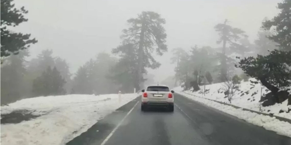 Trodos Dağları’nda mayıs ayında kar sürprizi