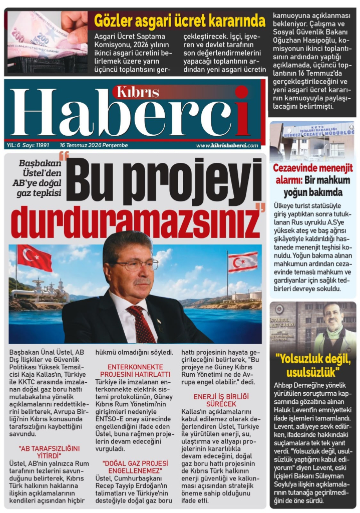 16 TEMMUZ 2026 PERŞEMBE – GAZETE MANŞETİMİZ