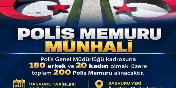 Polis Genel Müdürlüğü’nden 180 erkek 20 kadın polis memuru için münhal ilanı