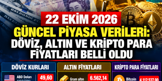 22 EKİM 2026 GÜNCEL PİYASA VERİLERİ: DÖVİZ, ALTIN VE KRİPTO PARA FİYATLARI BELLİ OLDU