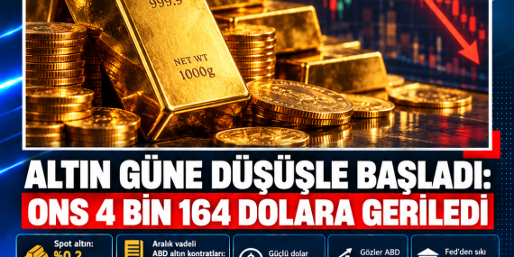 ALTIN GÜNE DÜŞÜŞLE BAŞLADI: ONS 4 BİN 164 DOLARA GERİLEDİ